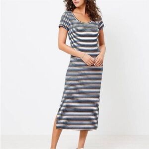 Loft Shimmer Stripe Midi Tee Dress